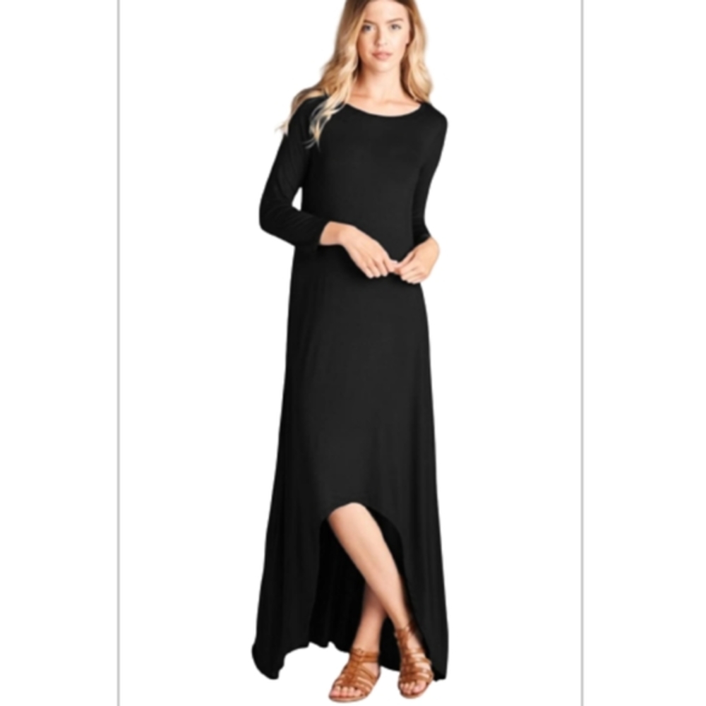 Soprano high low dress 3/4" sleeves women size large 95% rayon 5% spandex